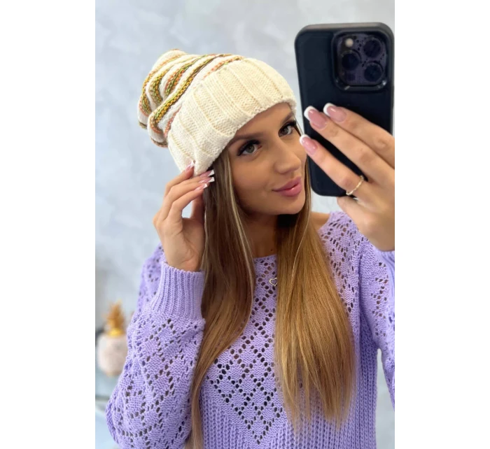 Dámska čiapka Feba K330 ecru+green neón