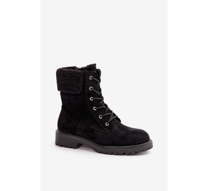 Damskie Ocieplane Botki Workery Na Zamek Czarne Mivael