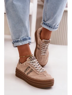 Zazoo N1068S4 Damskie Zamszowe Sneakersy Na Platformie Panterka Różowe