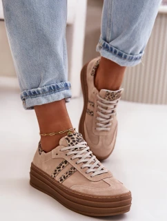 Zazoo N1068S4 Damskie Zamszowe Sneakersy Na Platformie Panterka Różowe