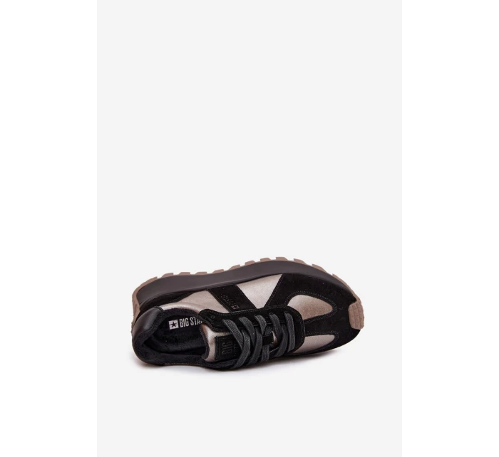 Zamszowe Sneakersy Damskie Ocieplane Na Platformie Big Star OO274A217 HI-POLY SYSTEM Czarne