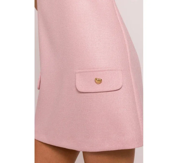 M855 Mini šaty v áčkovej línii - broskyňové