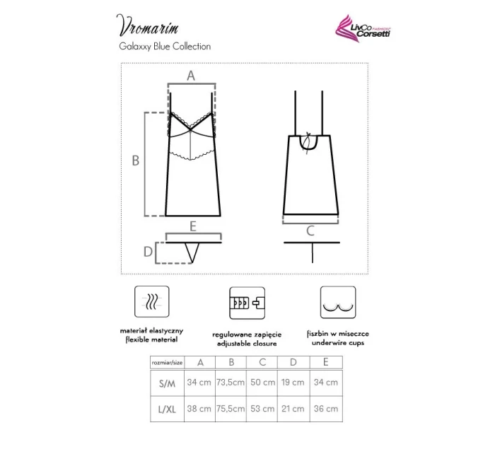 Košieľka Vromarim Galaxxy Blue Collection - LivCo Corsetti