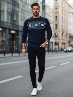 Pánsky tmavomodrý sveter FashionStreet WX2277