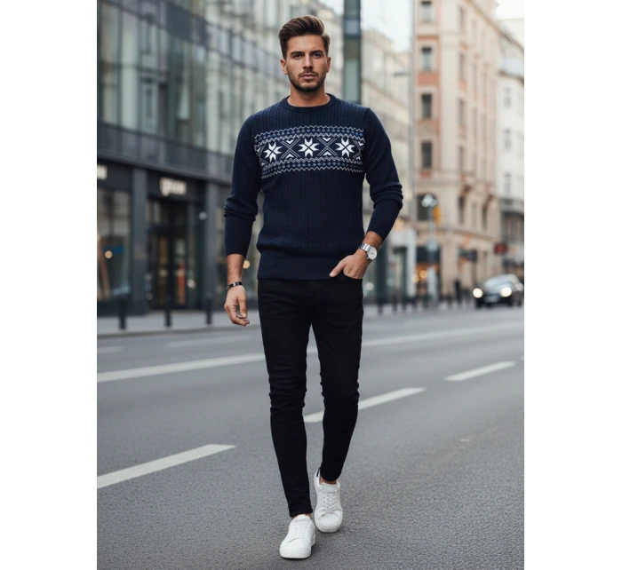 Pánsky tmavomodrý sveter FashionStreet WX2277