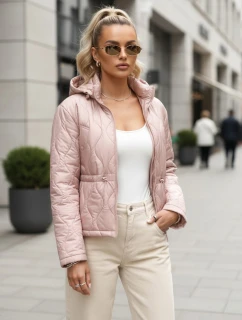 Dámska prešívaná bunda s kapucňou v svetloružovej farbe FashionStreet TY5532