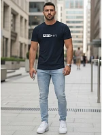 Pánske klasické streetwearové tričko s potlačou tmavomodré FashionStreet NX5122R Pánske klasické streetwearové tričko s potlačou tmavomodré FashionStreet NX5122R