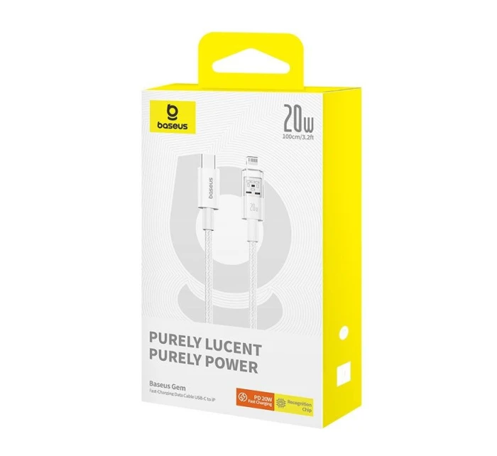 Baseus Gem USB C-IP kábel 20W 1m (biely)