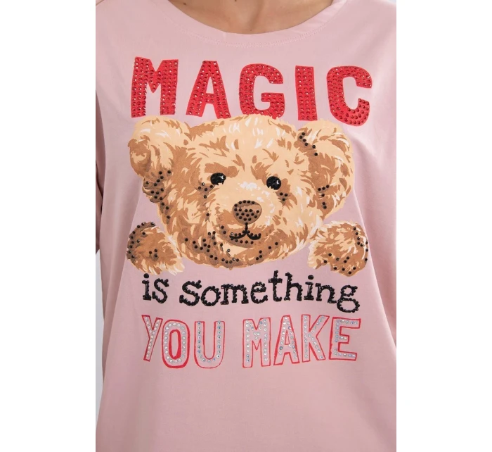 Halenka s potiskem Magic dark powder pink Halenka s potiskem Magic dark powder pink