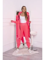 Zateplená sada s dlhou mikinou ružová neónová