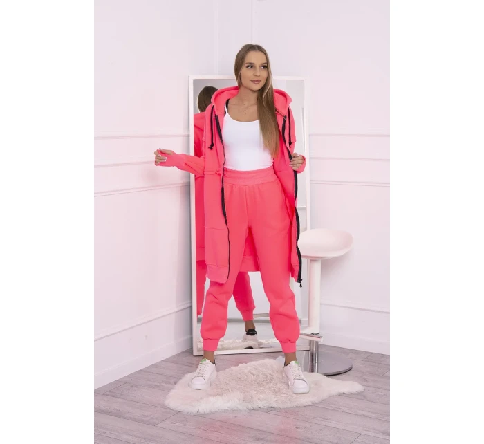 Zateplená sada s dlhou mikinou ružová neónová