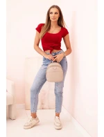 Dámska klasická bavlnená blúzka s krátkymi rukávmi modrá