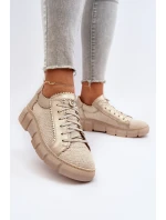 Damskie Skórzane Półbuty Maciejka 05850-22 Jasnobeżowe