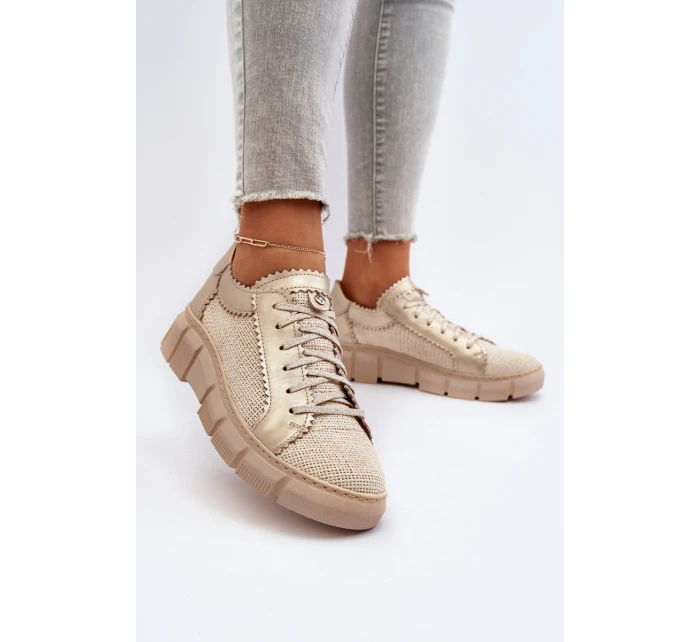 Damskie Skórzane Półbuty Maciejka 05850-22 Jasnobeżowe