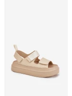 Dámské sandály na platformě se suchým zipem béžové model 21696233 - Boto
