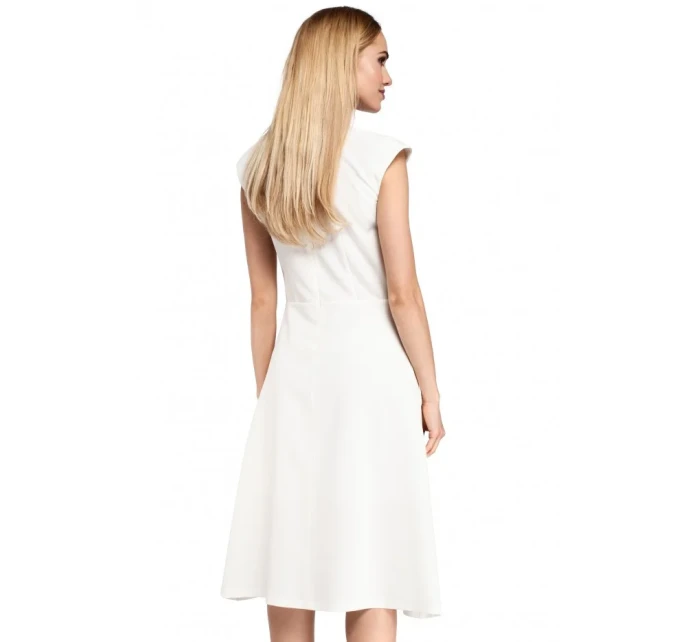 M296 Šaty s obrátenými záhybmi - ecru farba