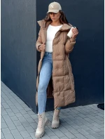Dámský prošívaný kabát tmavě béžový Dstreet model 21978744 - FashionStreet