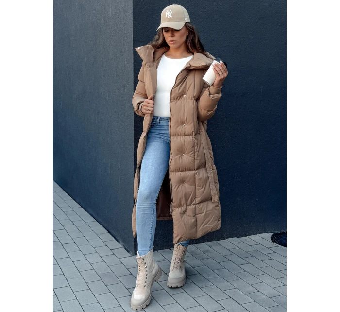 Dámský prošívaný kabát tmavě béžový Dstreet model 21978744 - FashionStreet