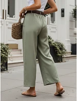 Dámske nohavice z lyocellu so širokými nohavicami, zelené, FashionStreet UY3066
