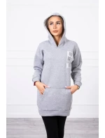 Mikina s kapucňou a nášivkami sivá