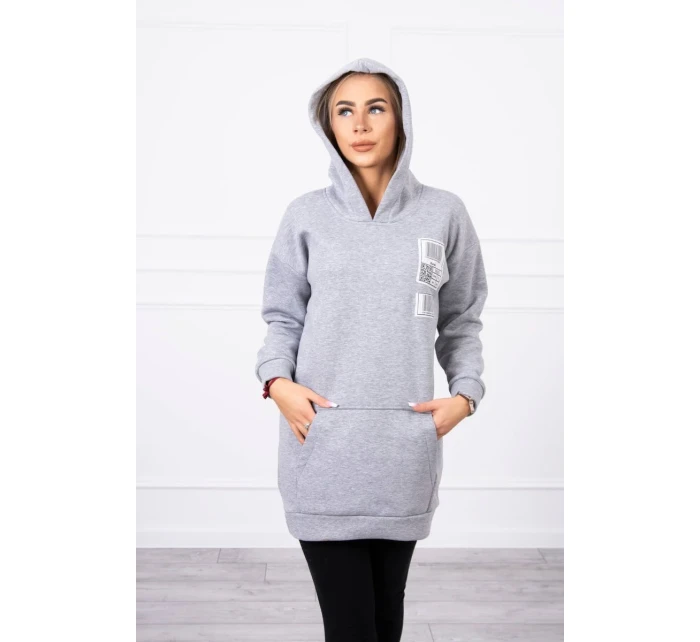 Mikina s kapucňou a nášivkami sivá