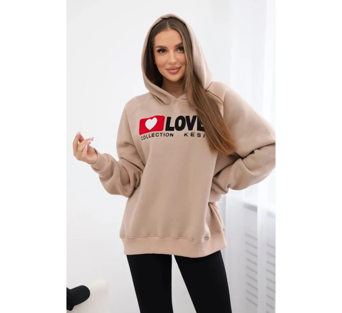 Zateplená bavlněná mikina s kapucí tmavě béžová Zateplená bavlněná mikina s kapucí tmavě béžová