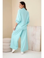 Dámský bavlněný komplet s košilí a širokými nohavicemi model 22015454 - K-Fashion Dámský bavlněný komplet s košilí a širokými nohavicemi model 22015454 - K-Fashion