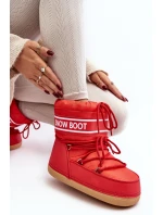 Damskie Wiązane Śniegowce Czerwone Soia