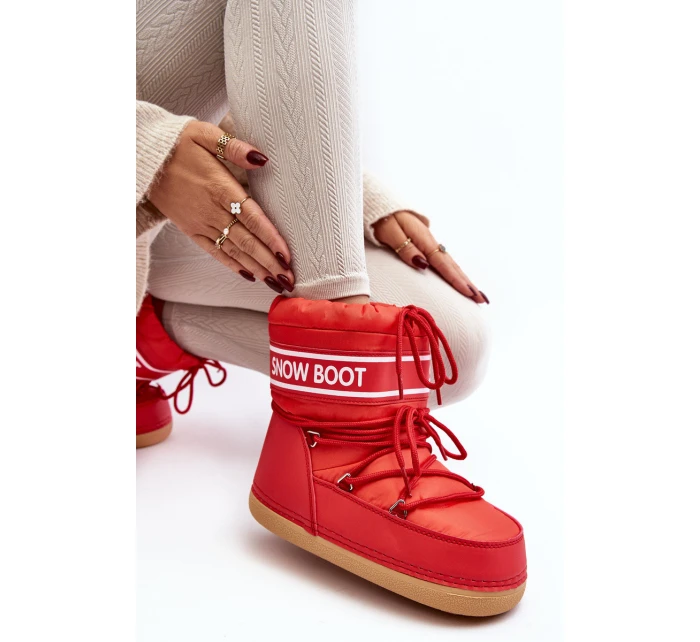 Damskie Wiązane Śniegowce Czerwone Soia