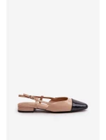 Lakierowane Baleriny Na Niskim Obcasie Z Odkrytą Piętą Beżowe Kairael Lakierowane Baleriny Na Niskim Obcasie Z Odkrytą Piętą Beżowe Kairael