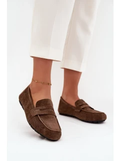 Loafersy Mokasyny Damskie Płaskie Ciemnozielone Roseline