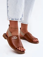 Kožené sandále so zlatými detailmi Zazoo 40473 Brown