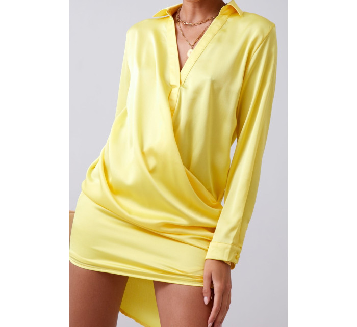 Žlté košeľové šaty s opaskom