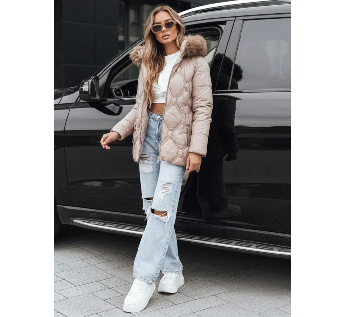 Dámská zimní bunda s kožešinou béžová Dstreet model 21994869 - FashionStreet