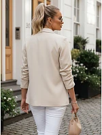 Dámske klasické sako s volánovými rukávmi béžovej farby FashionStreet PY0140