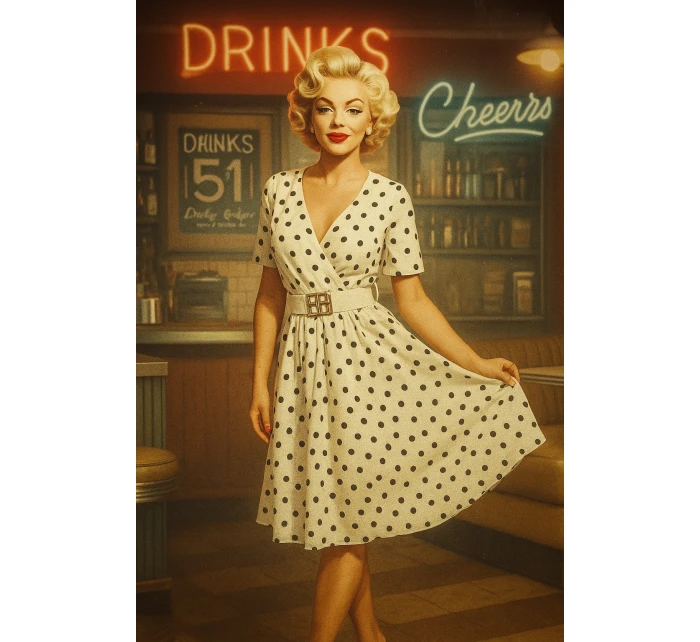 Smyslné černé šaty s obálkovým výstřihem a ozdobným páskem bílé model 21293246 - numoco basic Smyslné černé šaty s obálkovým výstřihem a ozdobným páskem bílé model 21293246 - numoco basic