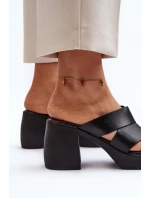 Zazoo 40373 Skórzane Klapki Na Klocku Czarne