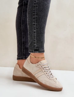 Zazoo N1068 Zamszowe Niskie Sneakersy Damskie Beżowe