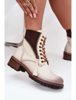 Botki Damskie Ocieplane Na Klocku Vinceza 58559 Beżowe