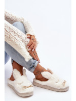 Dámske kožušinové papuče so zajačikom, biele Dolcevia