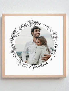 Personalizovaný magický fotoobraz v rámu - čtverec 20x20 - květinové ohraničení 