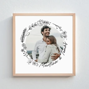 Personalizovaný magický fotoobraz v rámu - čtverec 20x20 - květinové ohraničení 