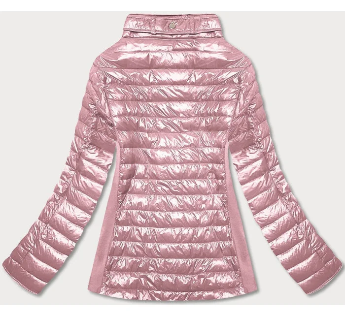 Ružová dámska lesklá bunda (7210-52)