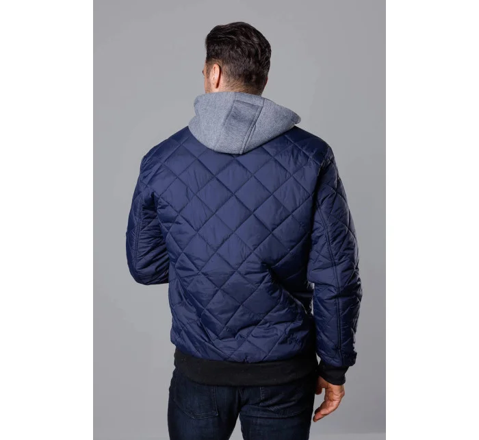 Tmavě modrá pánská bunda typu "bomber" s kapucí model 18344929 - J.STYLE
