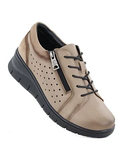 Dámské kožené polobotky na platformě béžové barvy model 22060114 - VINCEZA