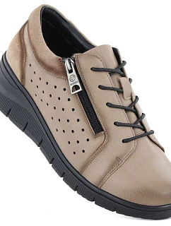 Dámské kožené polobotky na platformě béžové barvy model 22060114 - VINCEZA