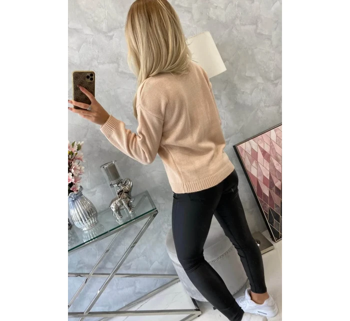 Polovičný sveter s rolákom tmavo púdrovo ružový