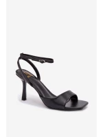 Dámské sandály na podpatku Eko kůže Černé model 21788209 - Boto Dámské sandály na podpatku Eko kůže Černé model 21788209 - Boto