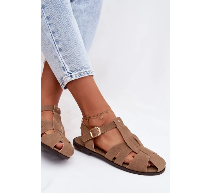 Dámské sandály Ploché Khaki model 21960876 - Boto