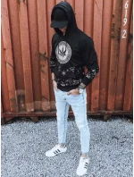 Pánska mikina s potlačou čierna FashionStreet BX5326 Pánska mikina s potlačou čierna FashionStreet BX5326